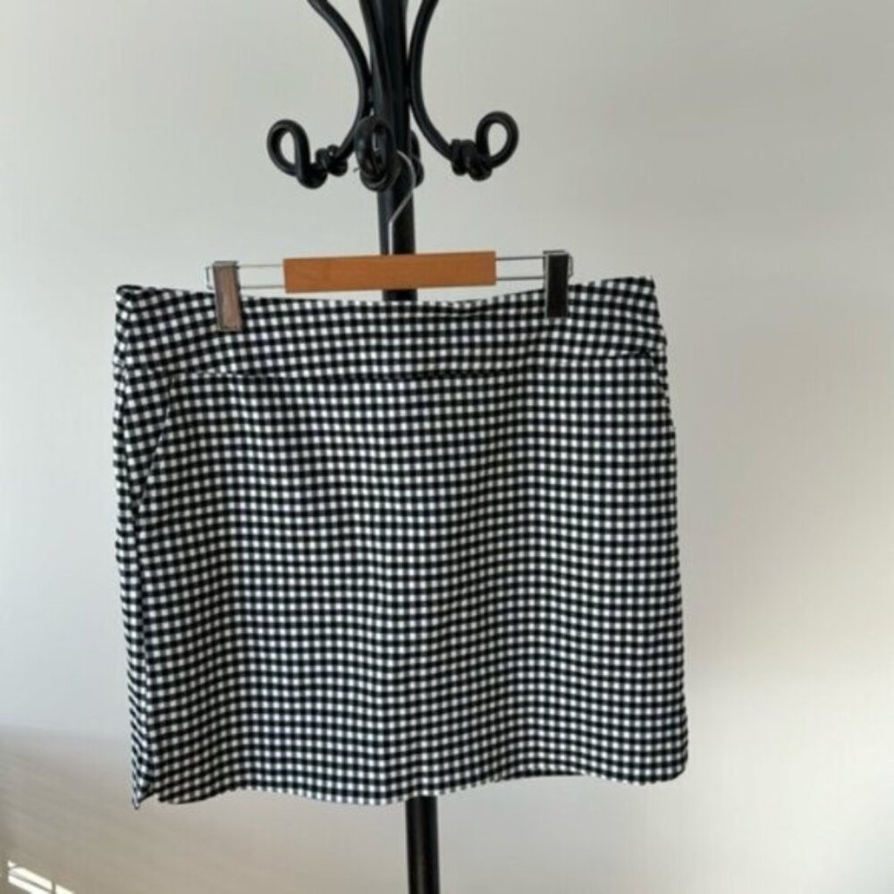 S.C.&CO. Women Black White Checkered Slant Pocket Skort Plus Size 14
